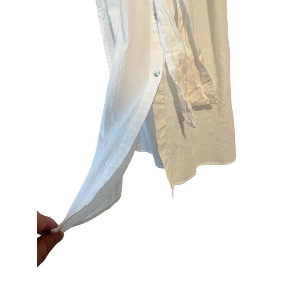 Becca White Maxi Button Up Waist Tie Cover Up Large - Picture 7 of 15
